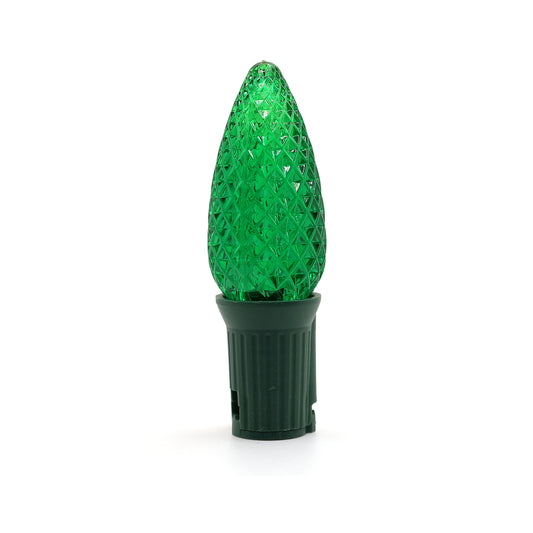 C9 Faceted Bulb Green (25 Pack)