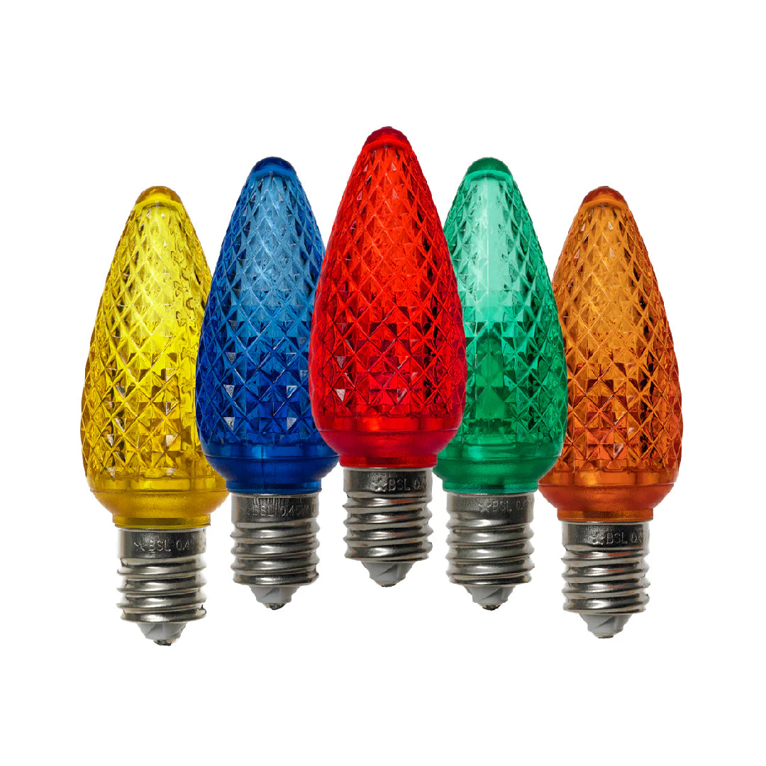 C9 Faceted Bulb RGBYO (25 Pack)