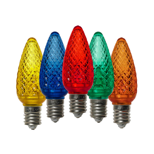 C9 Faceted Bulb RGBYO (25 Pack)